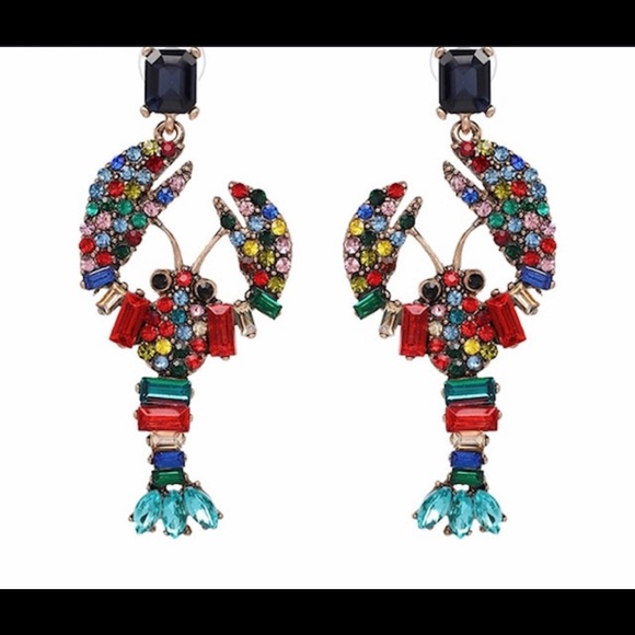 Lobster Multi-Crystal Statement Earring,NWT - Picture 7 of 7